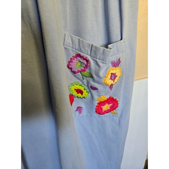 Michael Simon Vintage Embroidered Floral Design Boat Neck Short Sleeve Cotton Lg - Picture 3 of 6